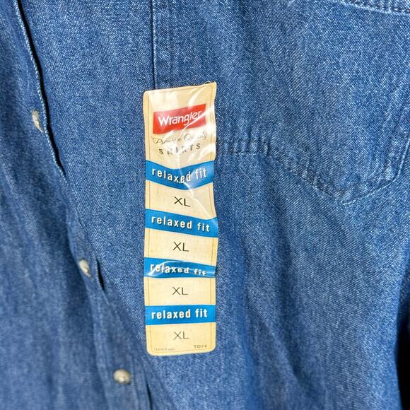 Wrangler 2 Men's XL NWT Blue & Gray 100% Cotton Relaxed Fit L/S Button Up Shirts - Picture 11 of 13